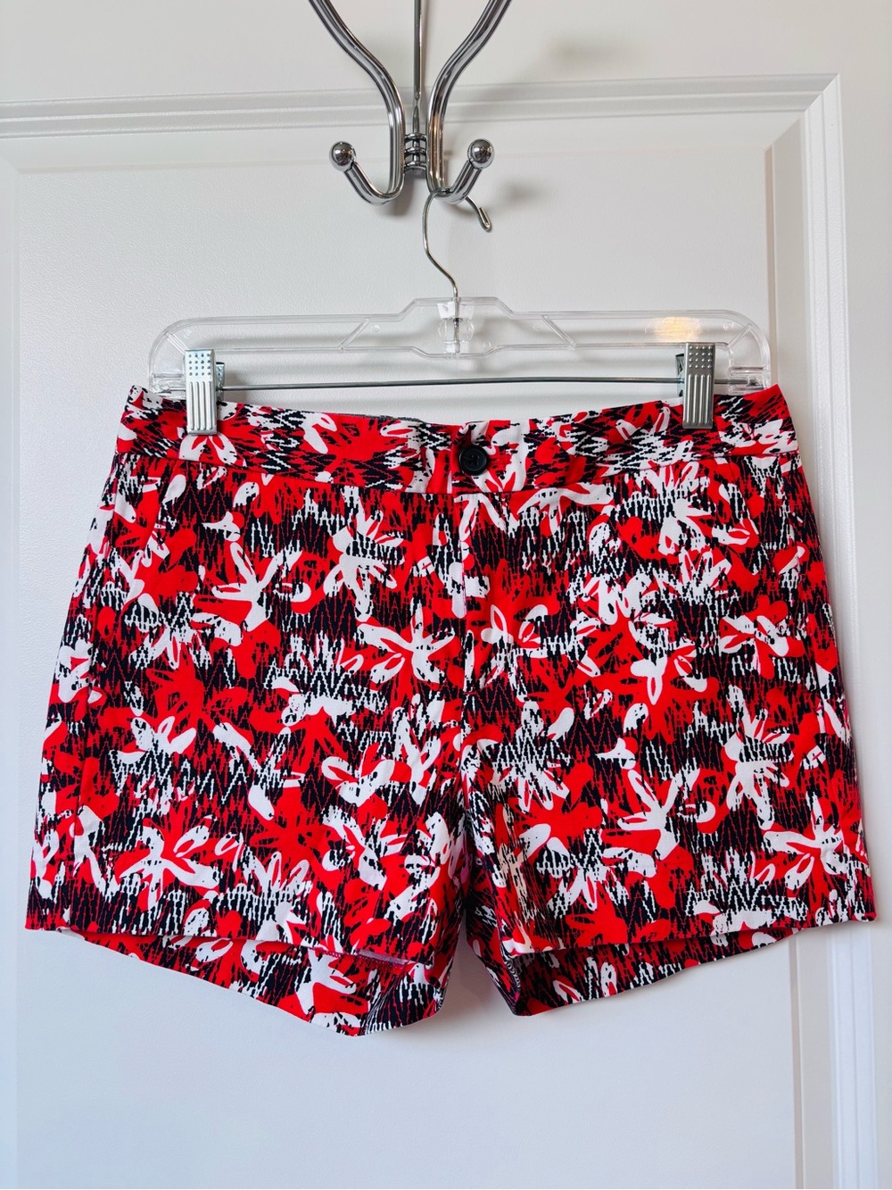 Banana Republic Red, Black & White Floral-Print Shorts
